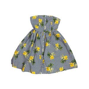 NWT BeBop Women's XL Strapless Dress Above Knee Striped Floral Button Down Flare